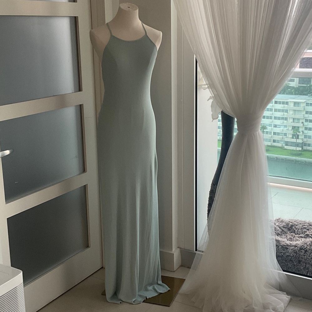 NWT$398 AUTEUR  Maxi Dress In Light Teal sz L